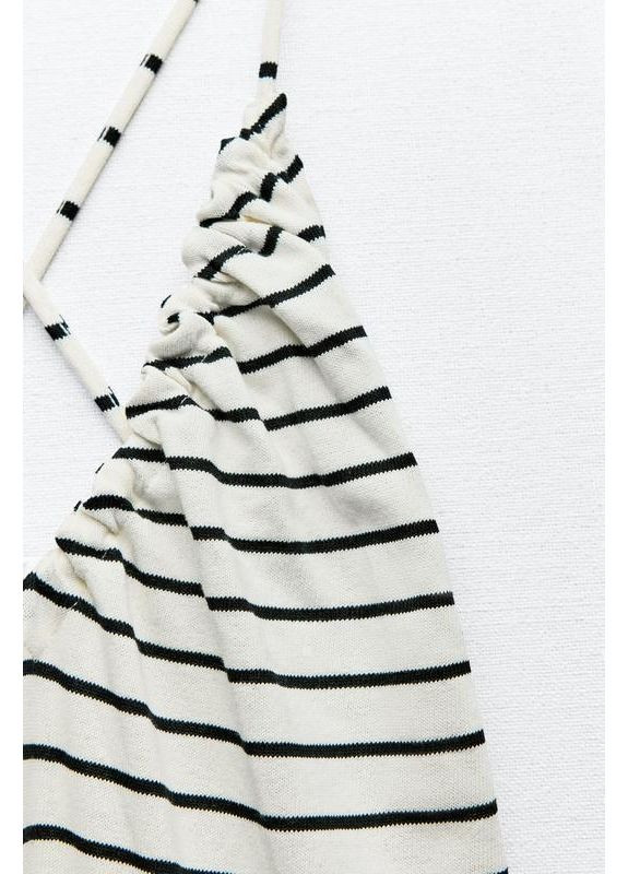 Белое полосатое платье со сборками Zara