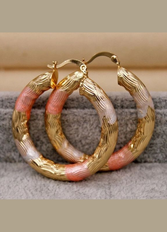 Сережки кільця жіночі золотисті у формі кілець Liresmina Jewelry (285110931)