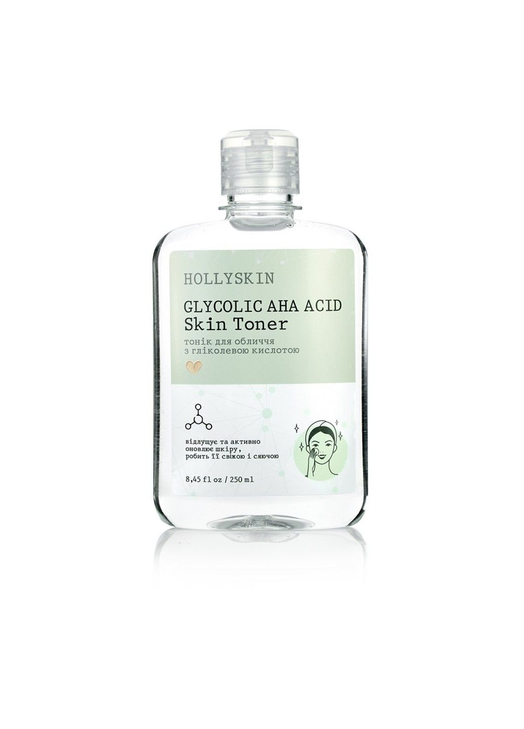 Тонер для обличчя із гліколевою кислотою Glycolic AHA Acid Skin Toner 250ml Hollyskin (298054028)
