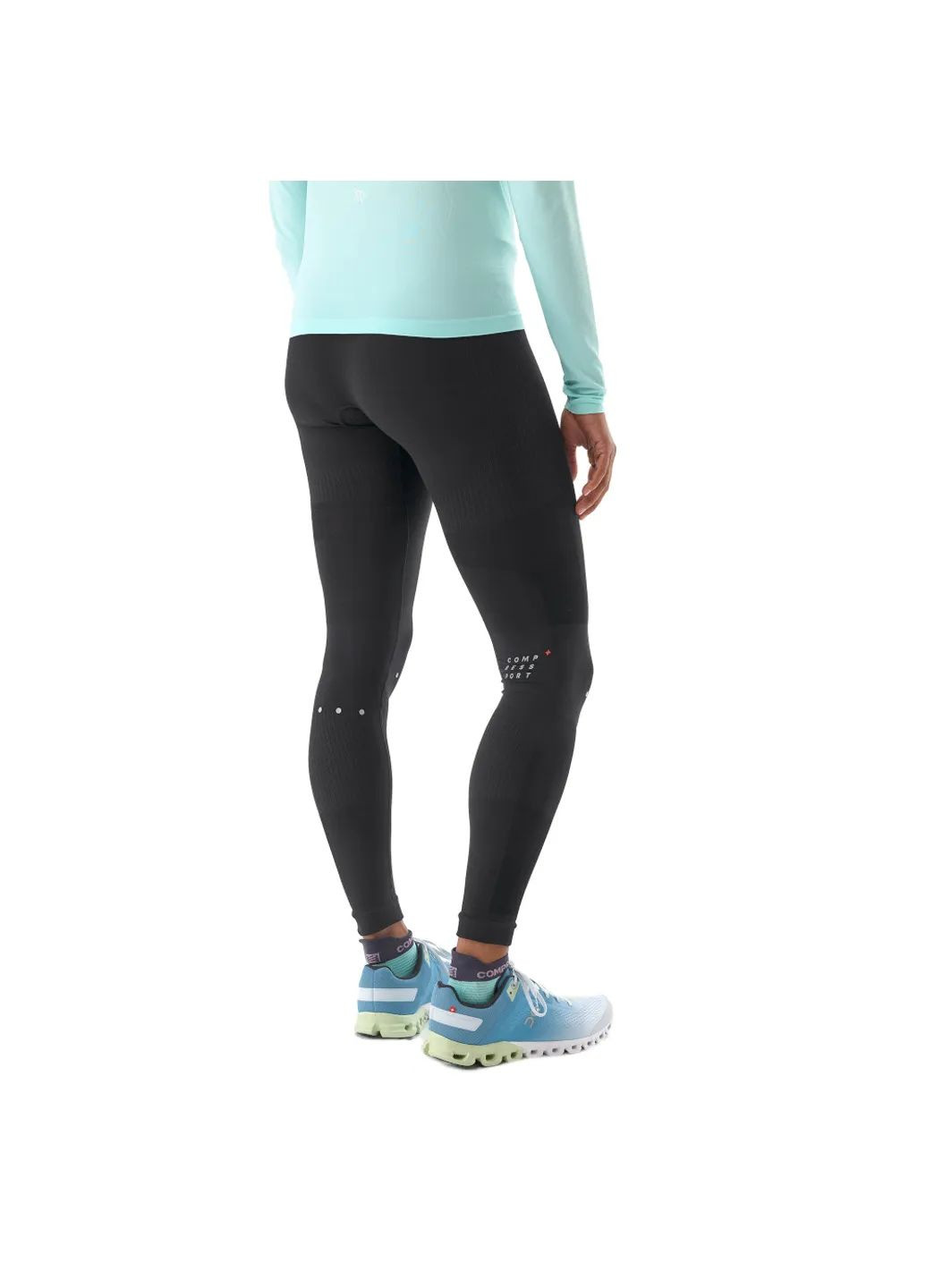 Черные демисезонные леггинсы winter running legging wmn Compressport