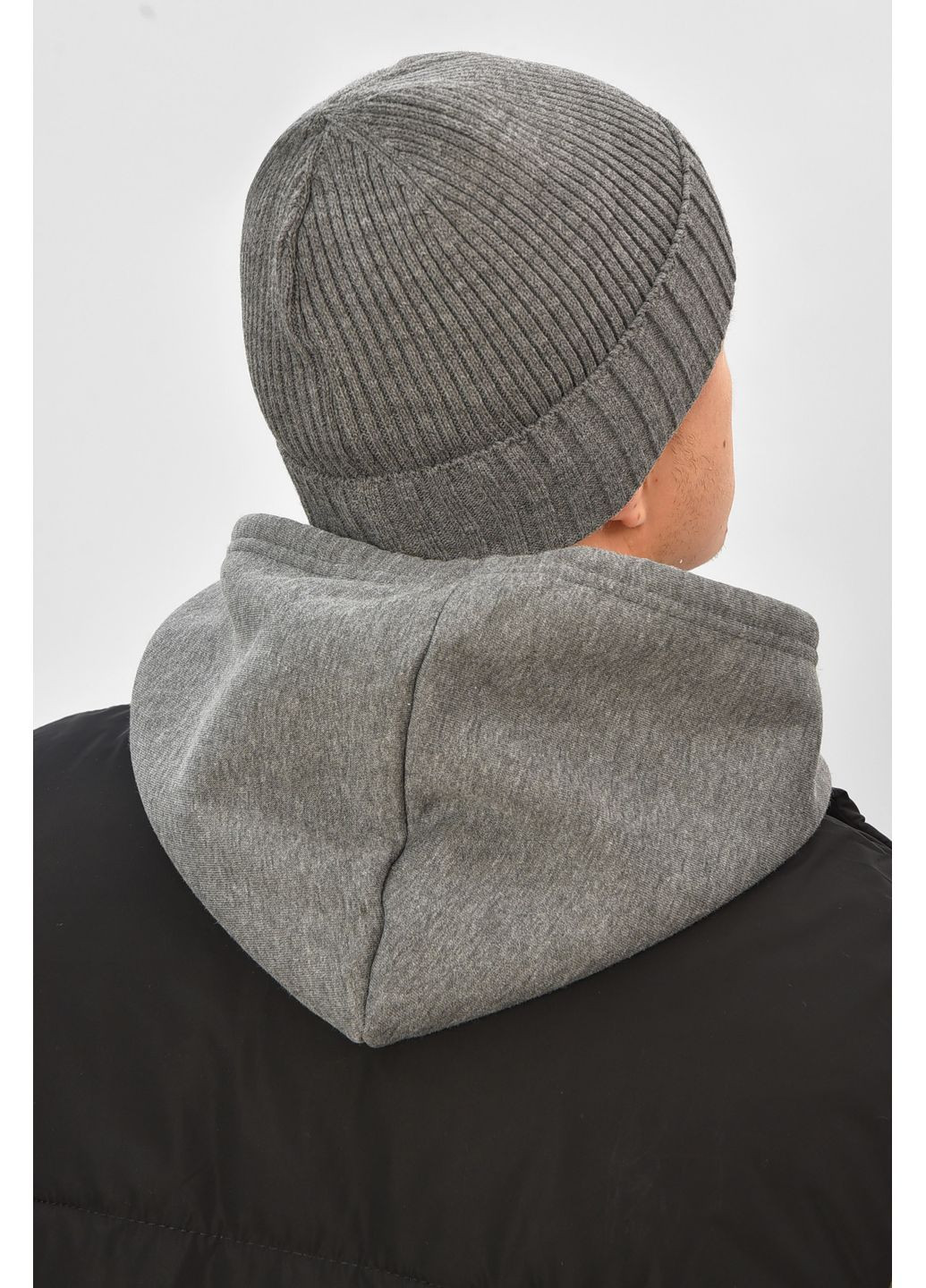 Шапка чоловіча на флісі сірого кольору Let's Shop (369529674)