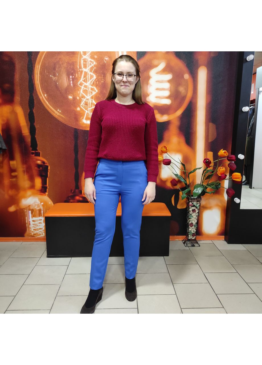 Брюки женские зауженные классика стрейч 44 синие TRG (350349463)