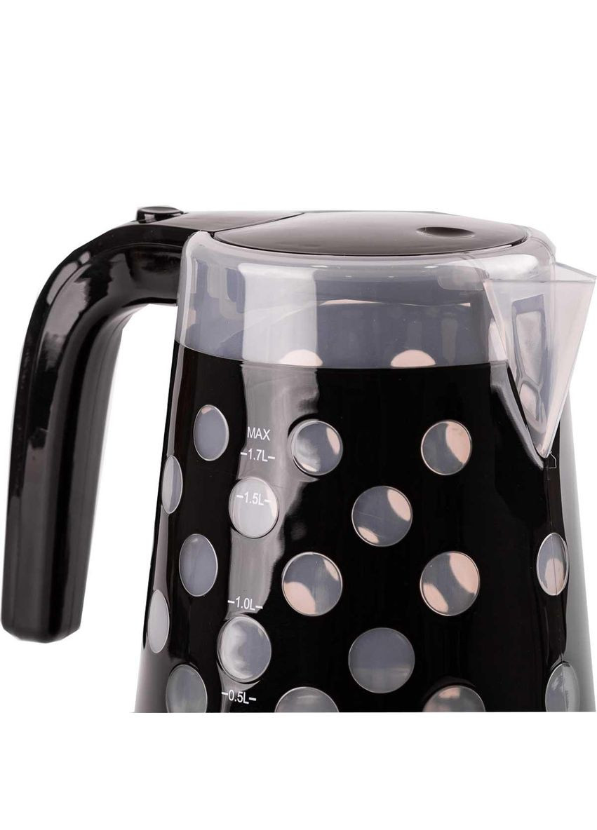 Электрочайник с вращением на 360° FK-1621 бесшумный дисковый чайник 1.7л 1850 Вт Черный в горошек Sokany (316173224)