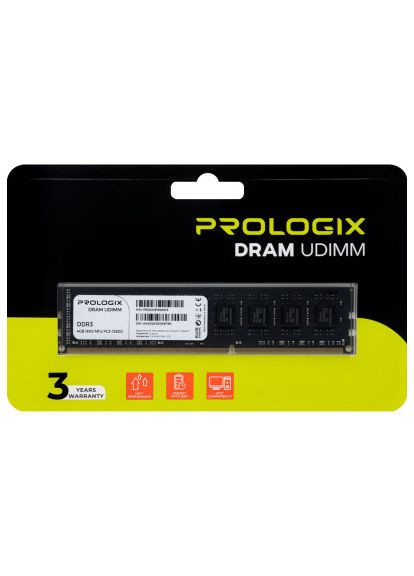 Модуль пам'яті для комп'ютера (PRO4GB1600D3) Prologix DDR3 4GB 1600 MHz (366703079)