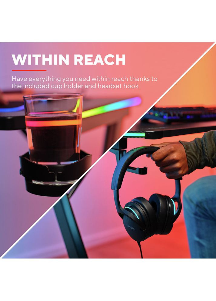 Комп'ютерний стіл GXT 709 Luminus RGB Black (25184) Trust (322905175)