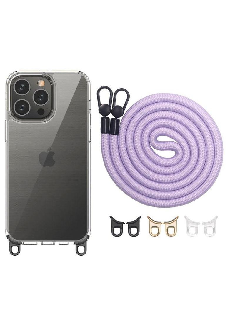 Прозорий силіконовий чохол з ремінцем на Apple iPhone 14 Pro Max (6.7") Epik (298876343)