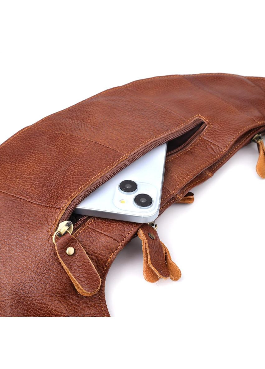 Сумка слінг через плече чоловіча шкіряна для телефону та для документів велика Коричневий 39021 Vintage (351403584)