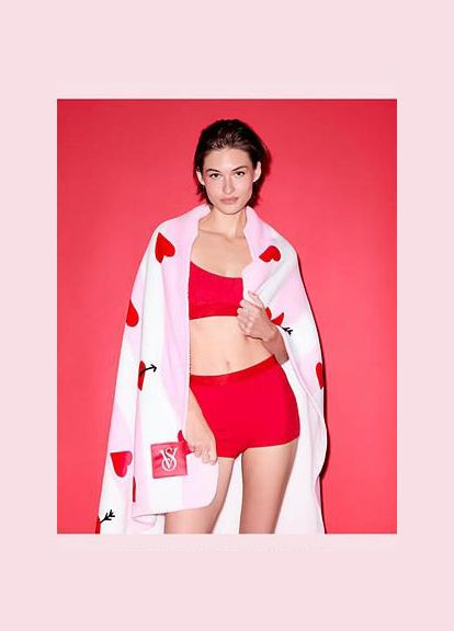 Плед Cozy-Fleece Blanket флісовий Рожевий у смужку Victoria's Secret (332051908)