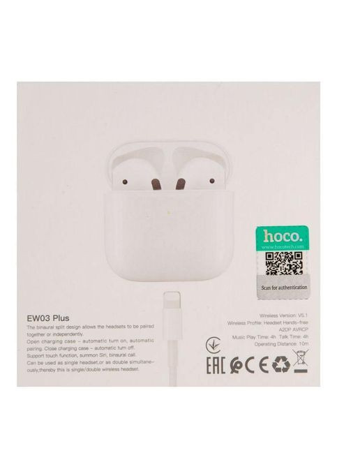 Навушники, енергопродуктивні EW03 Plus true wireless headset білі Hoco (280876560)