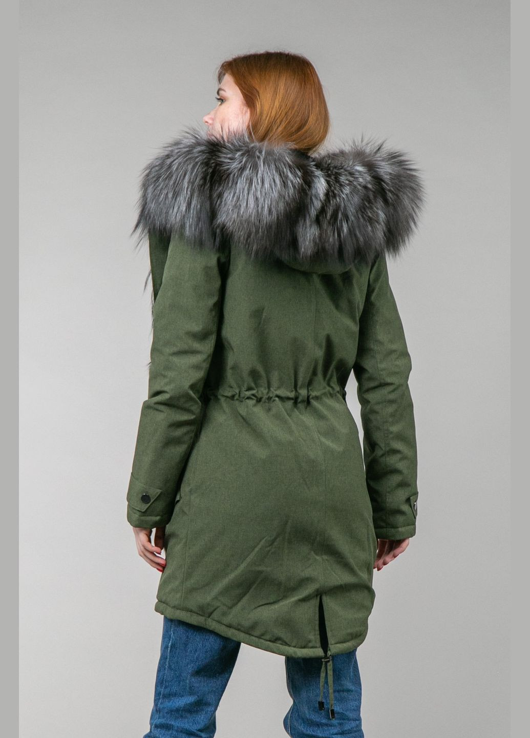 Парка темно-зеленая с мехом чернобурки Chicly Furs (286327411)