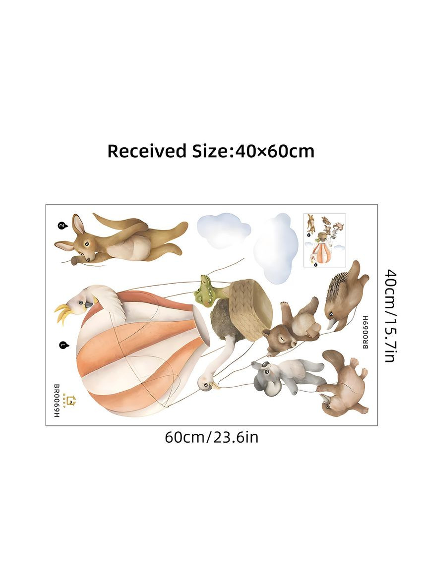 Декоративні наклейки Звірі на повітряній кулі (лист 40 х 60 см) Б156-5 BRUP (315826282)
