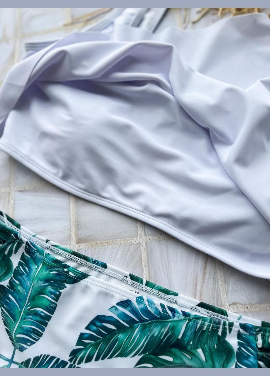 Білий літній купальник sw1370 (топ білий розлітайка) роздільний Ghazel