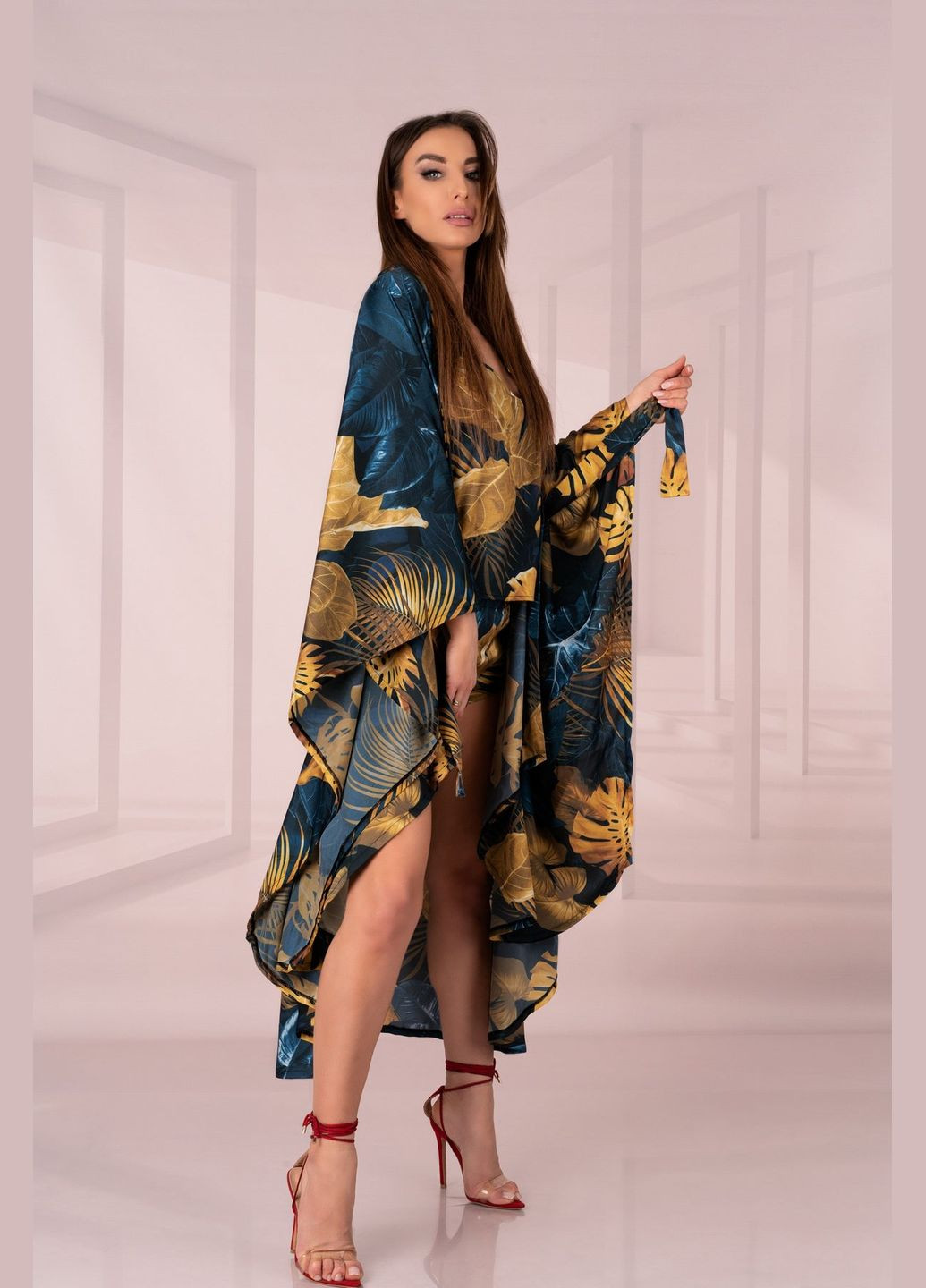 Атласный халат-кимоно Livia Corsetti Handis blue (334016558)