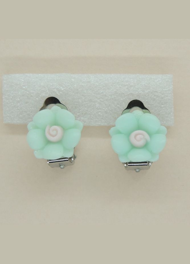 Сережки кліпси дитячі для вух без пробивання квітка Матіола малинова Liresmina Jewelry (289844117)