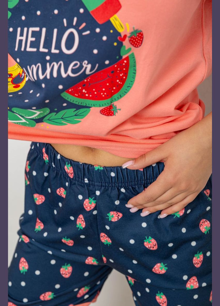 Персикова піжама жіноча з принтом Ager 243R3044-1