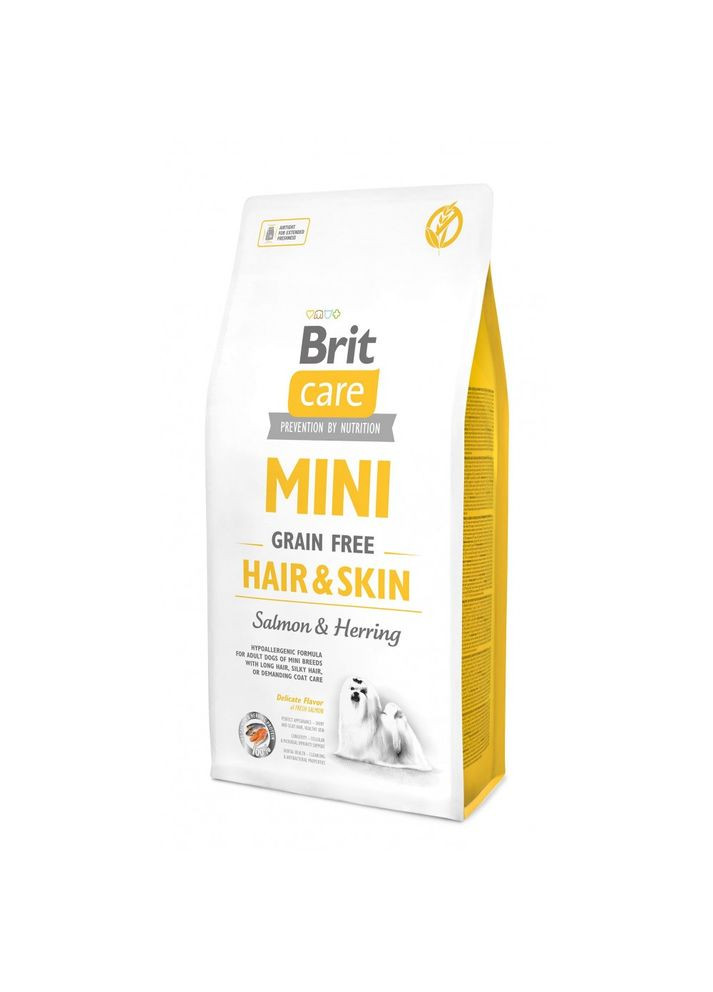 Сухой корм Care GF Mini Hair & Skin для собак миниатюрных пород, для кожи и шерсти, с лососем и селедкой, 7 кг Brit (362701917)