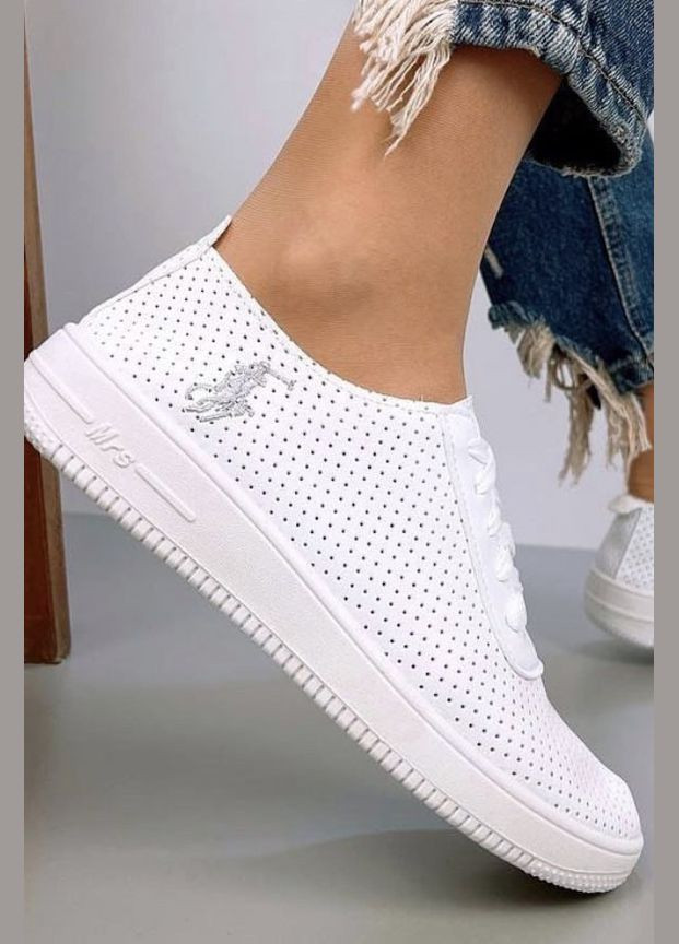 Мокасини жіночі білого кольору на шнурівці Let's Shop (293337662)