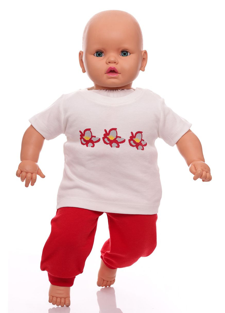 Красный демисезонный костюм тройка для девочки трикотажный цветы красный 80 см (33602) BABYKROHA