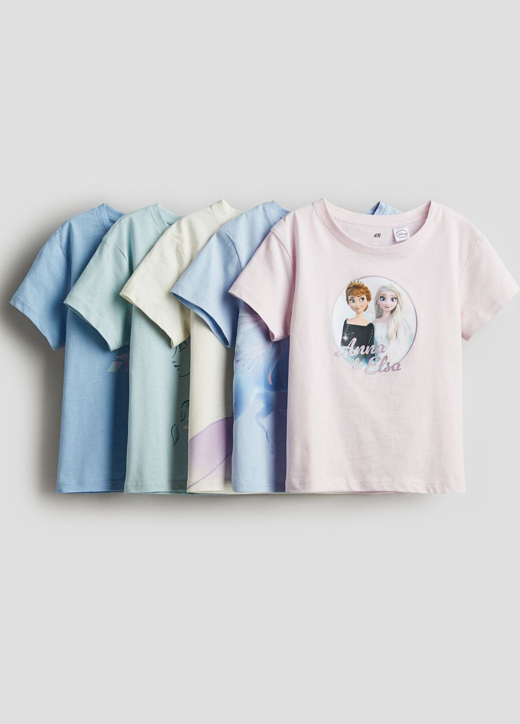 Голубая летняя футболки 5 шт. для девочки H&M