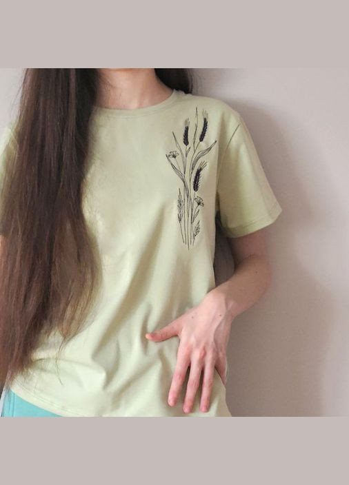 Жіноча футболка з колосками пшениці та волошками Ladan - (301026335)