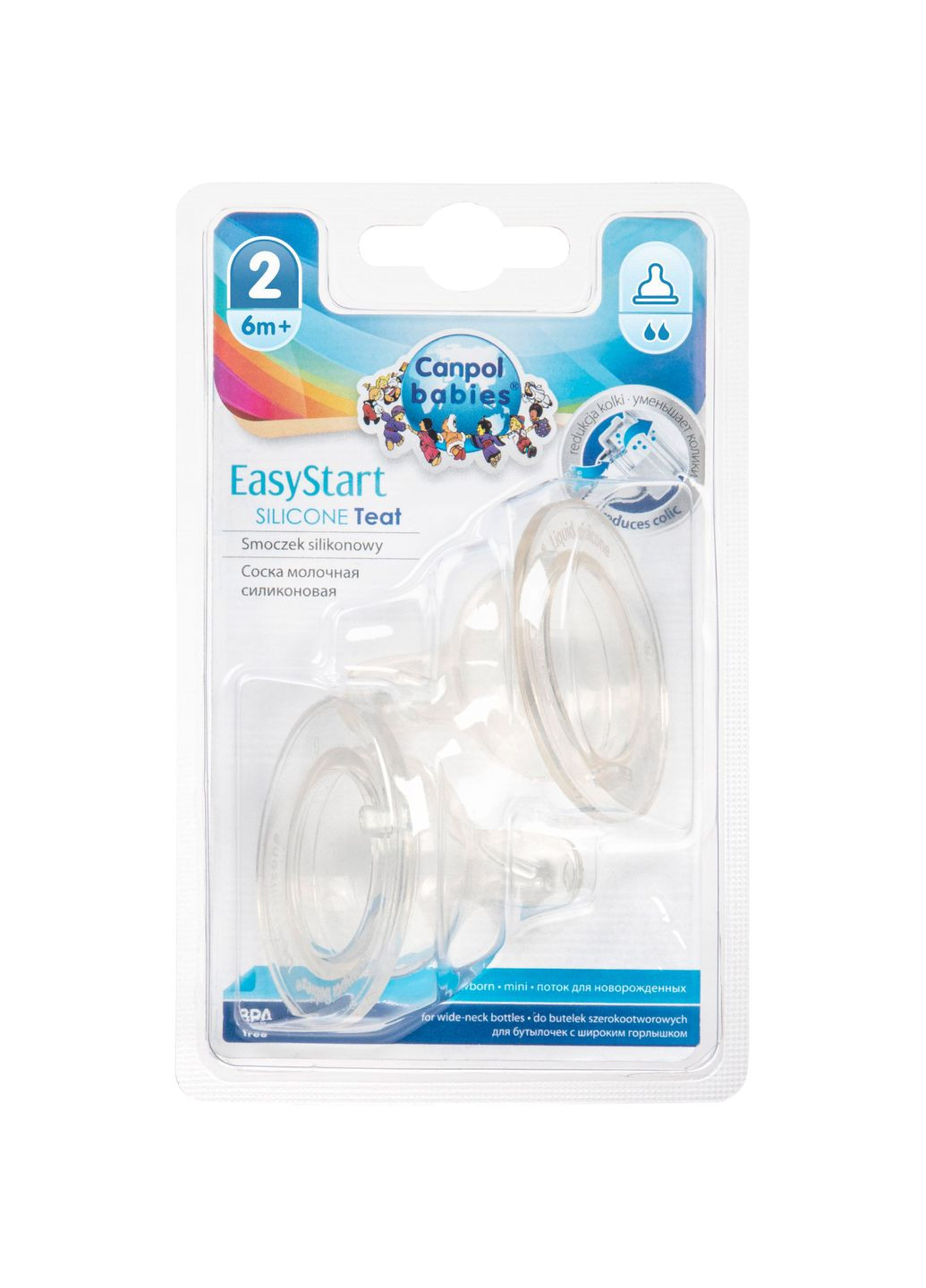 Соска силиконовая EasyStart, средний поток, 6+, для бутылочек с широким отверстием, 2 шт. () Canpol Babies 21/731 (328310090)