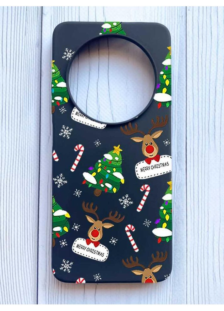 Матовий чорний чохол на Xiaomi Redmi 14C/Poco C75 Різдвяний фон (принт 154) Creative (362969617)