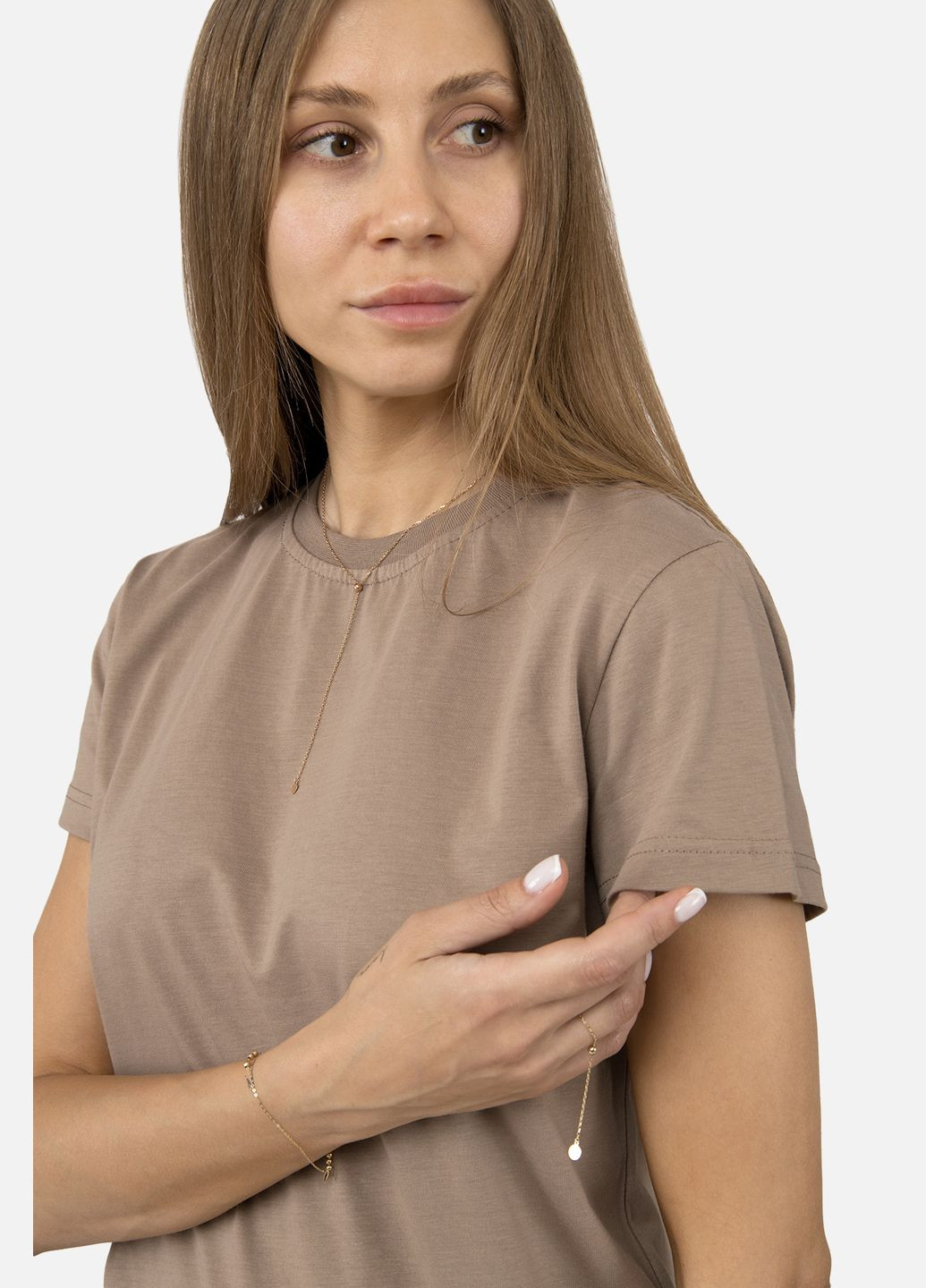 Жіноча футболка з коротким рукавом колір капучино CB-00253766 Yuki - (314910219)