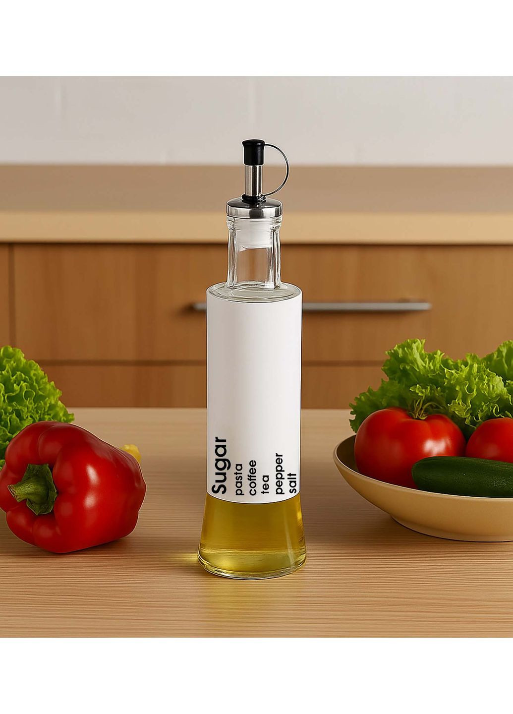 Диспенсер дозатор для масла уксуса соуса стеклянная бутылка с дозатором с стильной цветной накладкой 300 мл Kitchen Master (350884005)