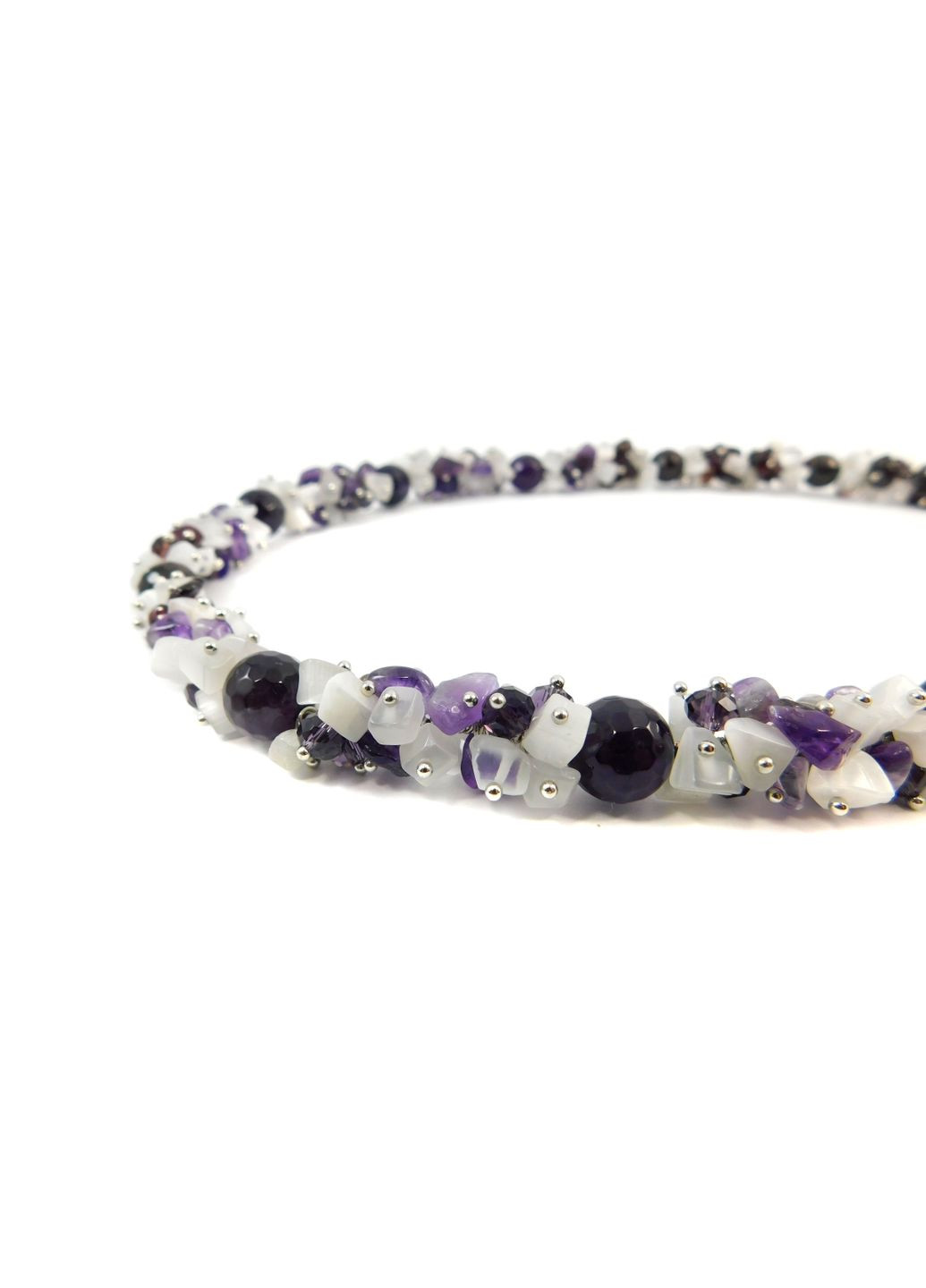 Эксклюзивные бусы "Страстное сочетание" Аметист грань, Гранат грань, Кошачий глаз крошка Fursa fashion (322313349)