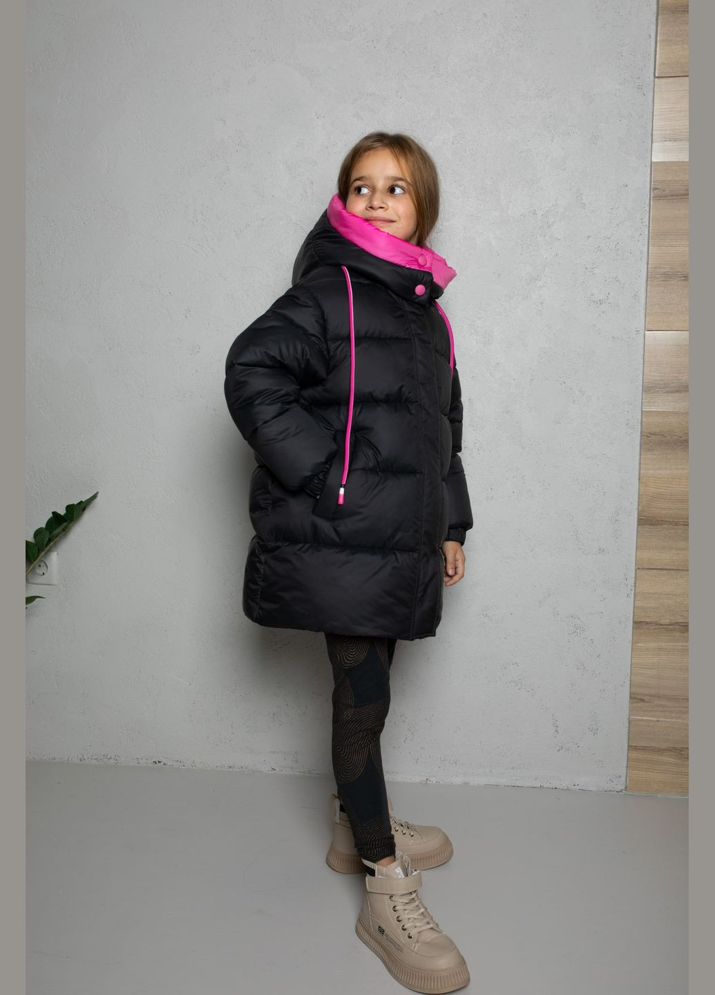 Комбінована зимня куртка майлі. чорно - барбі Cvetkov Майли