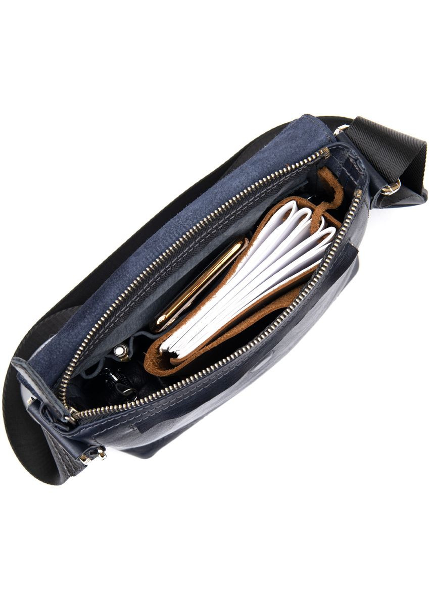 Сумка чоловіча через плече шкіряна 11433 Темно-синій Grande Pelle (302008874)