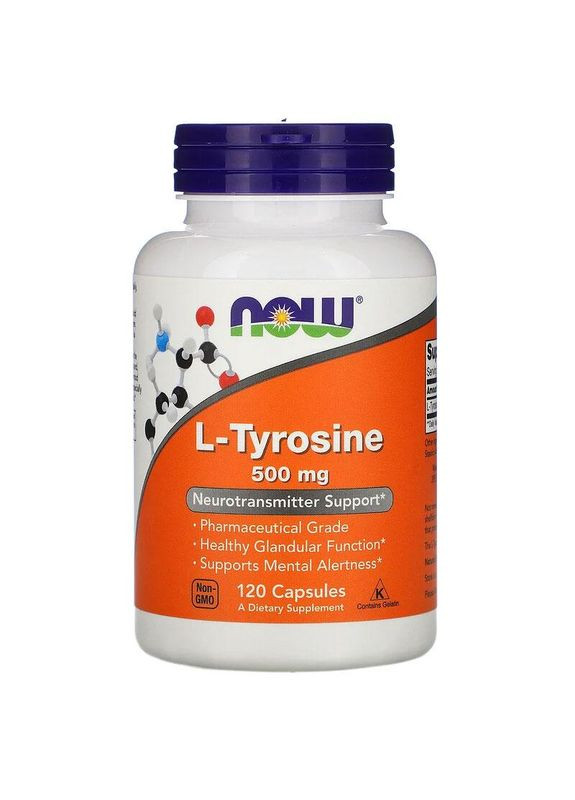 L-тирозин 500 мг аминокислота L-Tyrosine для щитовидной железы 120 капсул Now Foods (264648092)