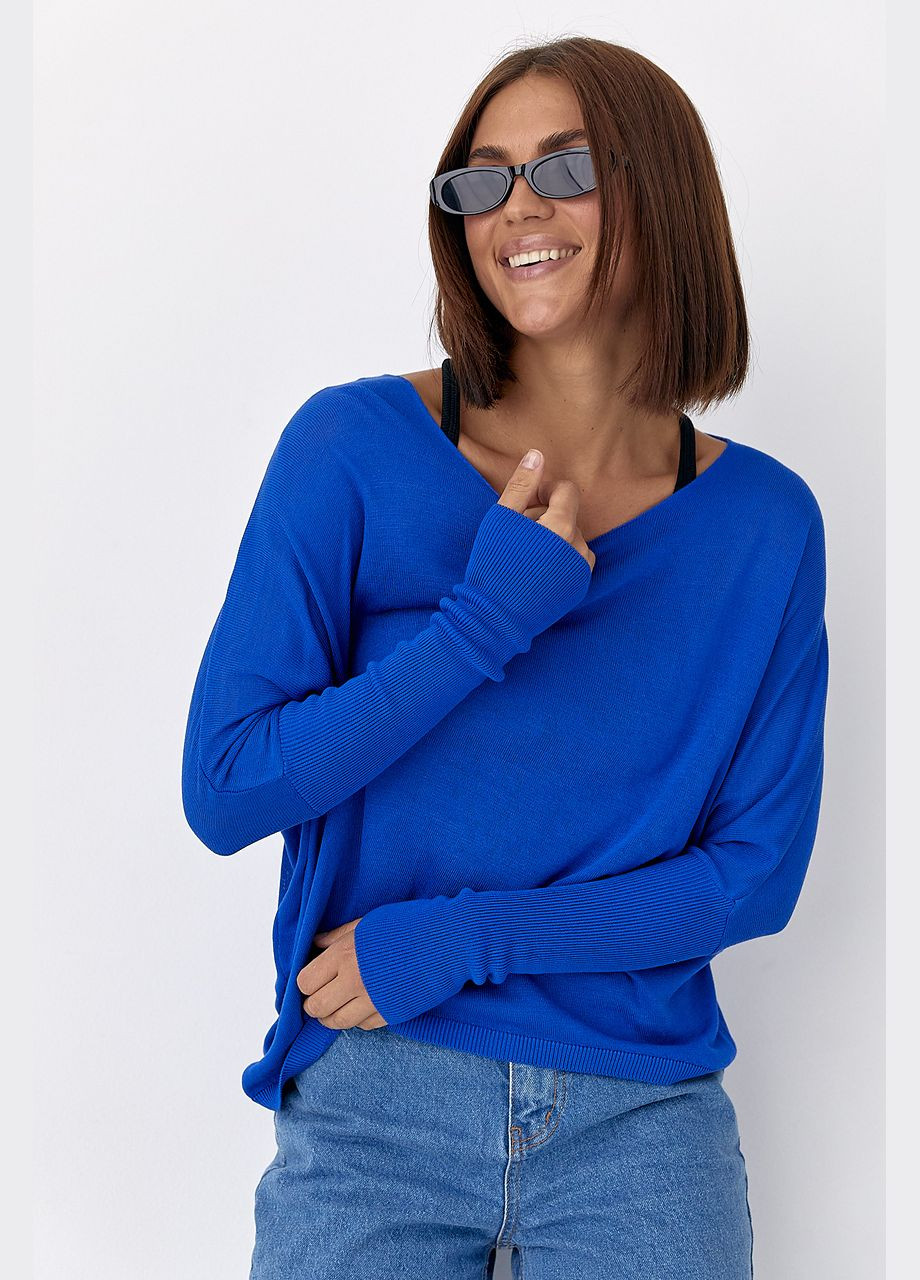 Джемпер вільного крою з необробленою горловиною Lurex (344030186)