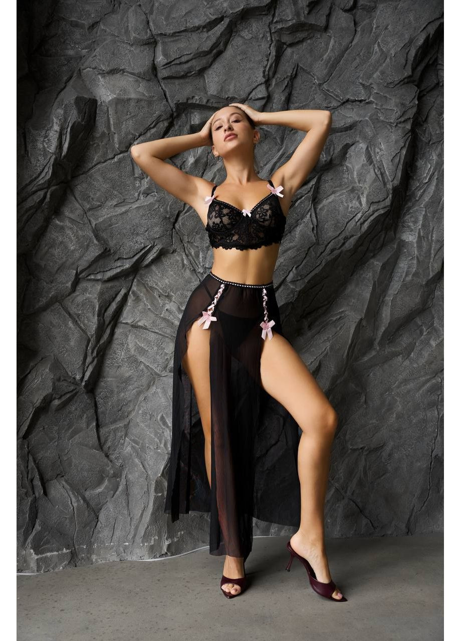 Чорний демісезонний ніжний комплект нижньої білизни No Brand