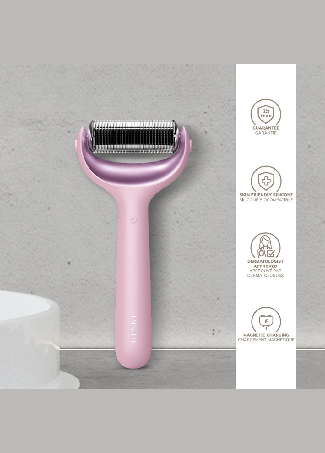 Ролер для голкової мезотерапії обличчя та тіла MicroNeedle Face&Body Roller 9в1 pink GESKE (341526305)