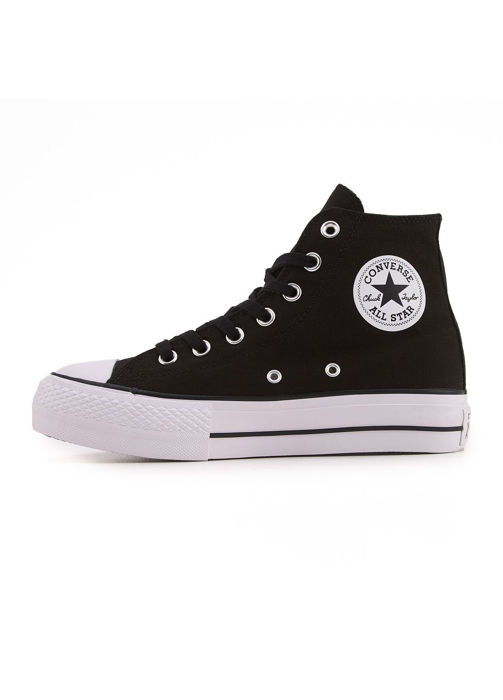КЕДЫ ЖЕНСКИЕ CONVERSE CHUCK TAYLOR ALL STAR LIFT HIGH BLACK WHITE КОНВЕРС No Brand чёрные демисезоны (368855861)