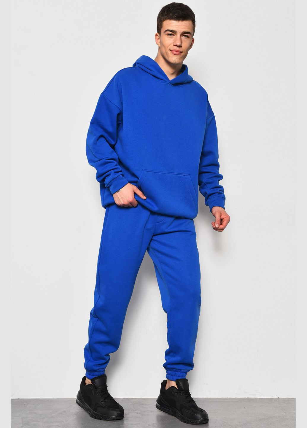 Синий демисезонный спортивный костюм мужской на флисе синего цвета брючный Let's Shop