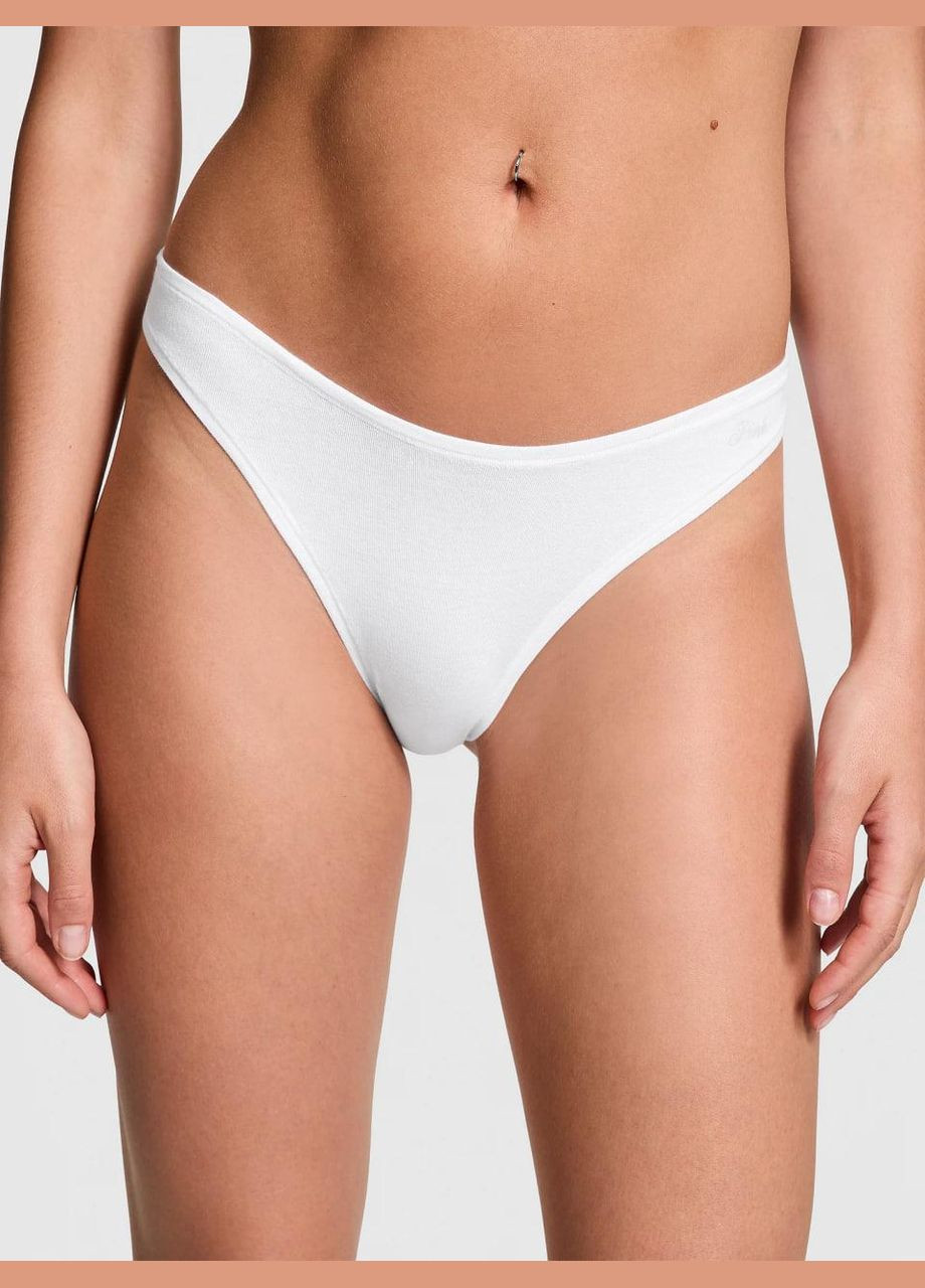 Трусики-стринги женские PINK Thong Panty белые Victoria's Secret (314768482)