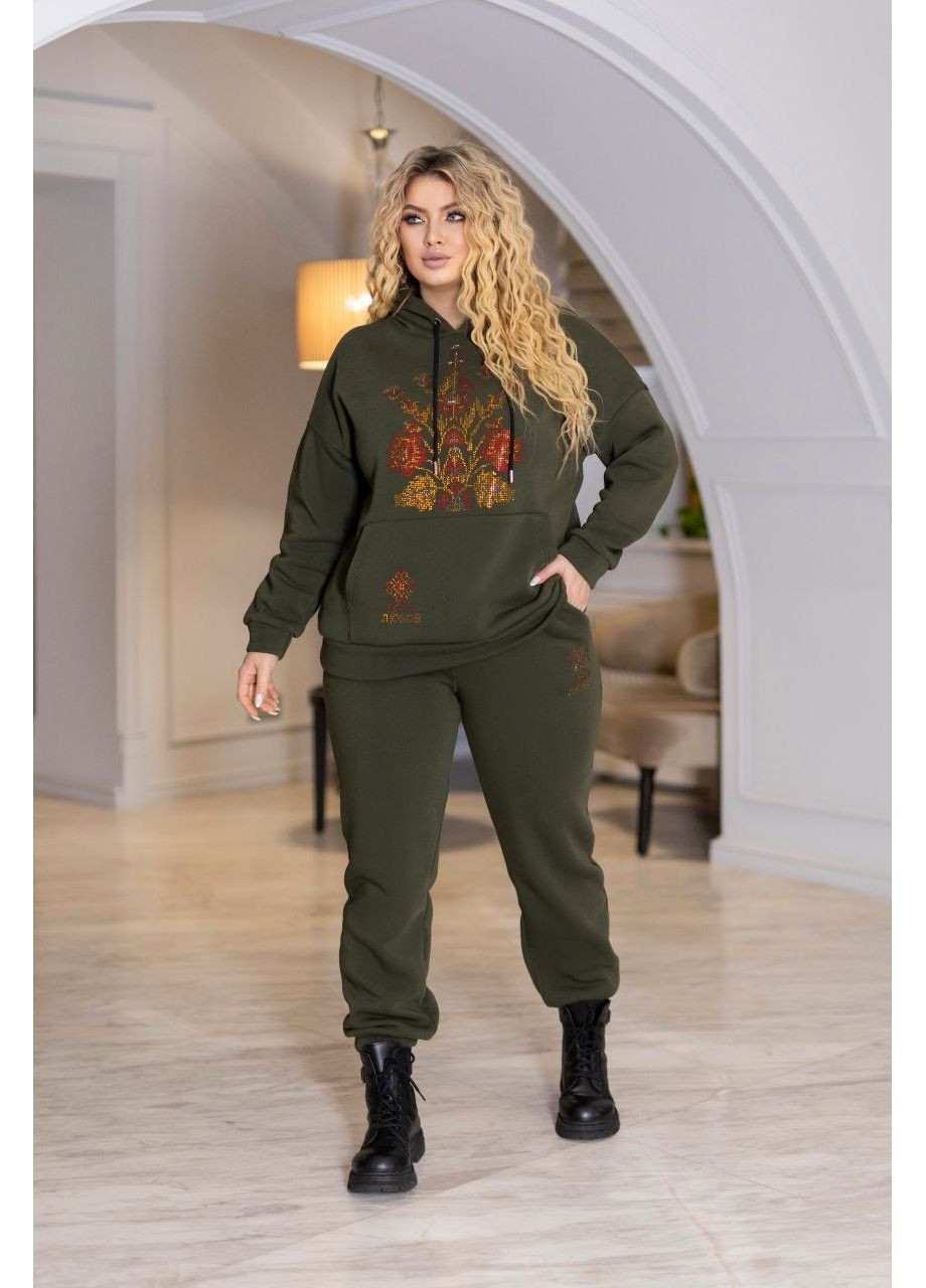 Жіночий утеплений костюм з худі на флісі No Brand (373069309)