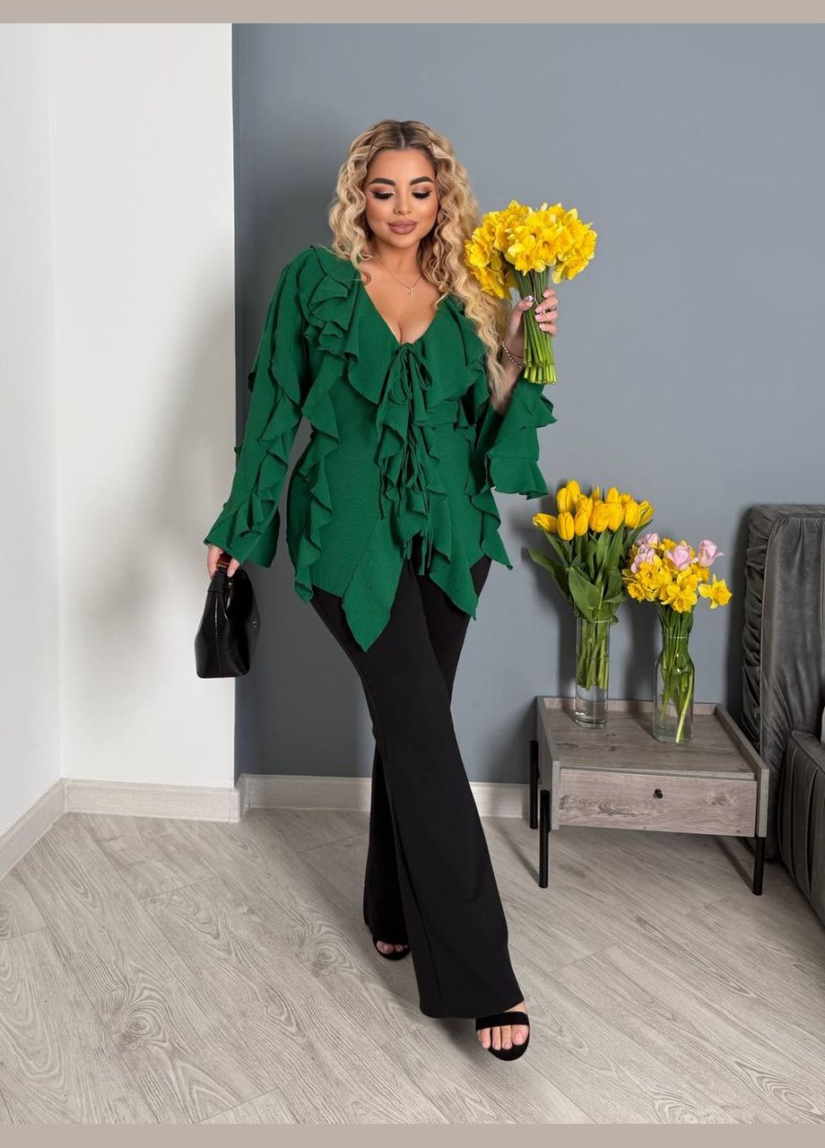 Зелёная блуза с рюшами Україна