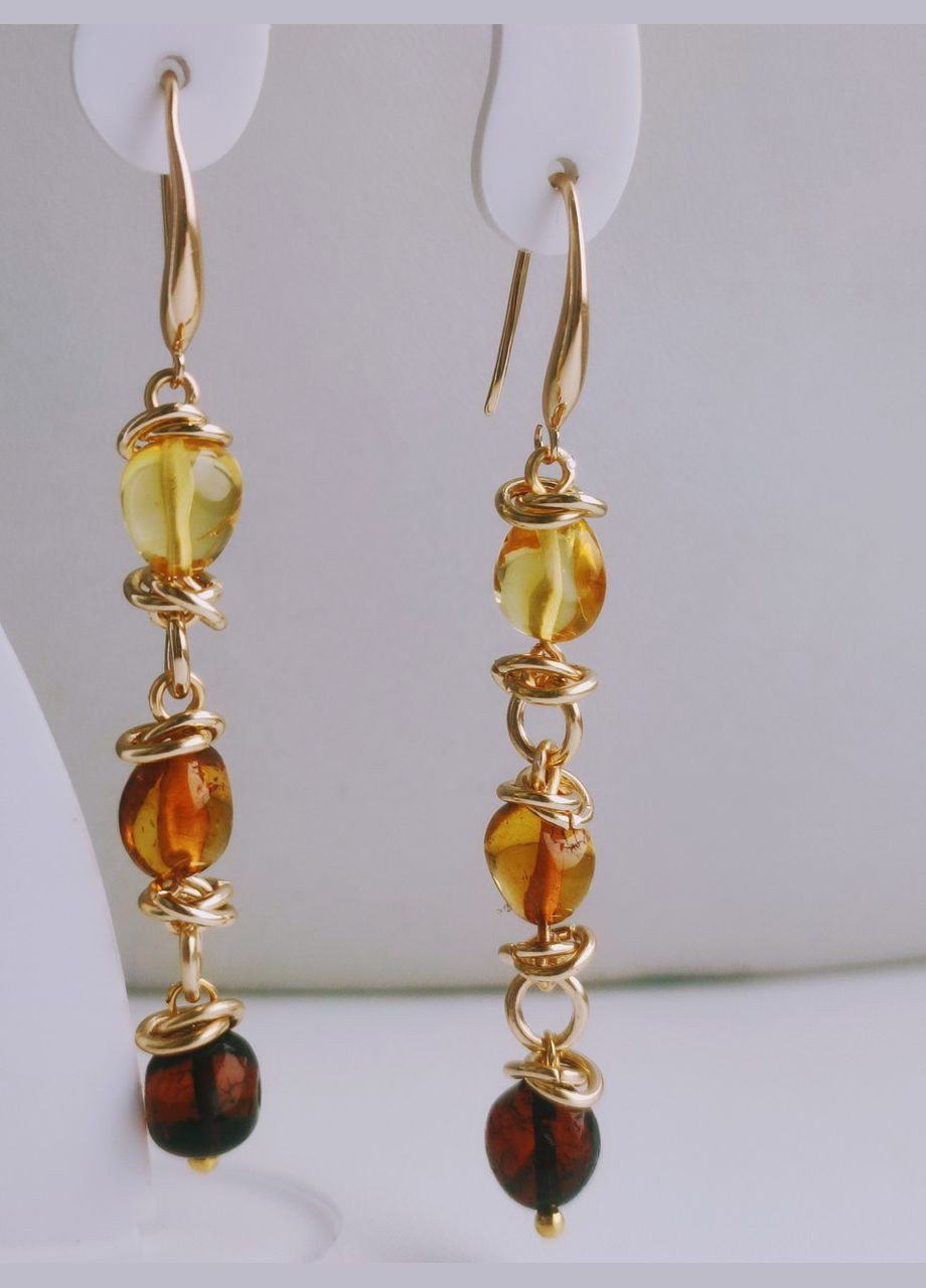 Серьги 2653 из натурального янтаря Медовый оттенок MINOV (311310531)