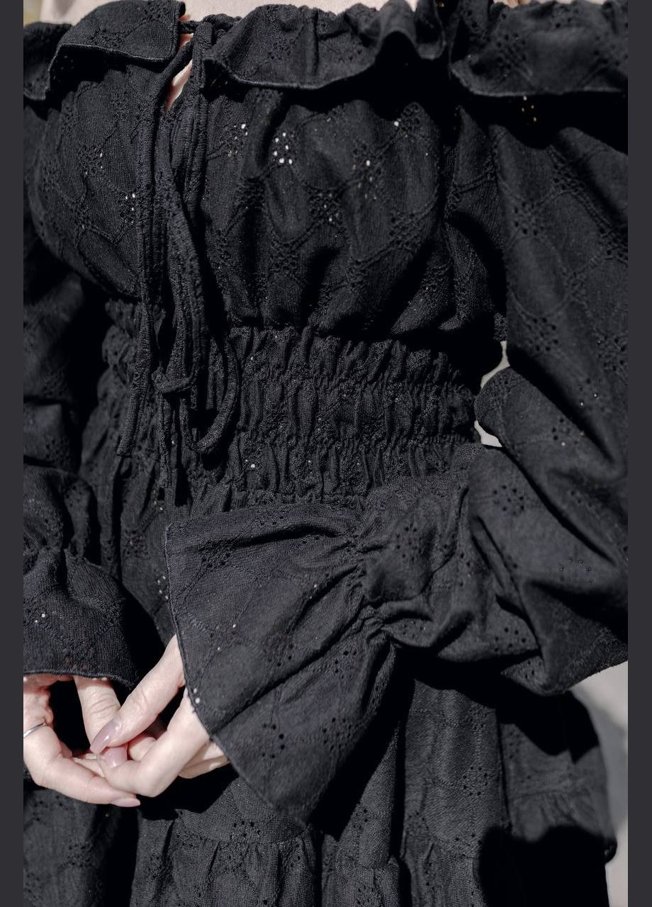 Черное повседневный, праздничный женское платье с воланами Avanti