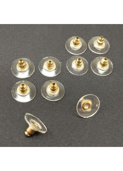 10 шт. - Заглушки для сережек железные с пластиковой вставкой 10x6 мм, цвет - Золото. Plus-plus (354797430)
