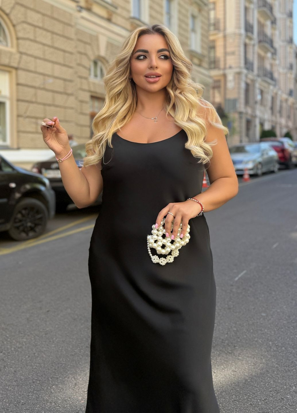 Чорна святковий, коктейльна, вечірня сукня-комбінація максі з атласу з відкритою спиною сукня-комбінація, з відкритими плечима, з відкритою спиною No Brand однотонна