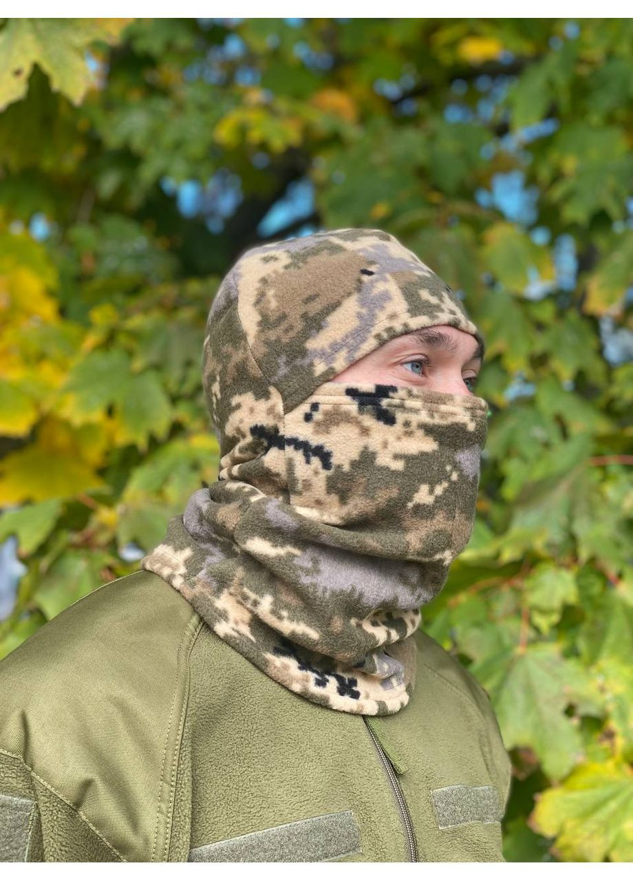UA балаклава флисовая зимняя пиксель мужская военная пиксель комбинированный флис производство - Украина