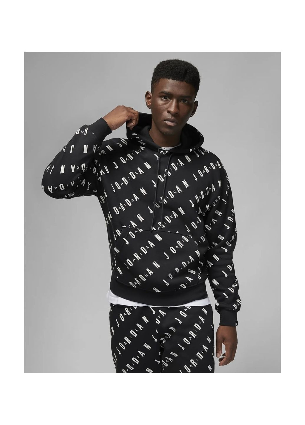 Худі чоловіче Essentials Allover Heritage Print Fleece Pullover Hoodie Black Dv7640-010 Air Jordan (364662314)