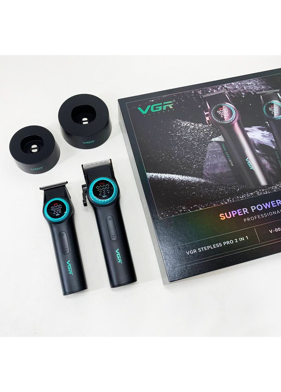 Набор 2 в 1 V-001 V-977 BLACK, аккумуляторная стрижка и триммер. Цвет: черный VGR (353495659)