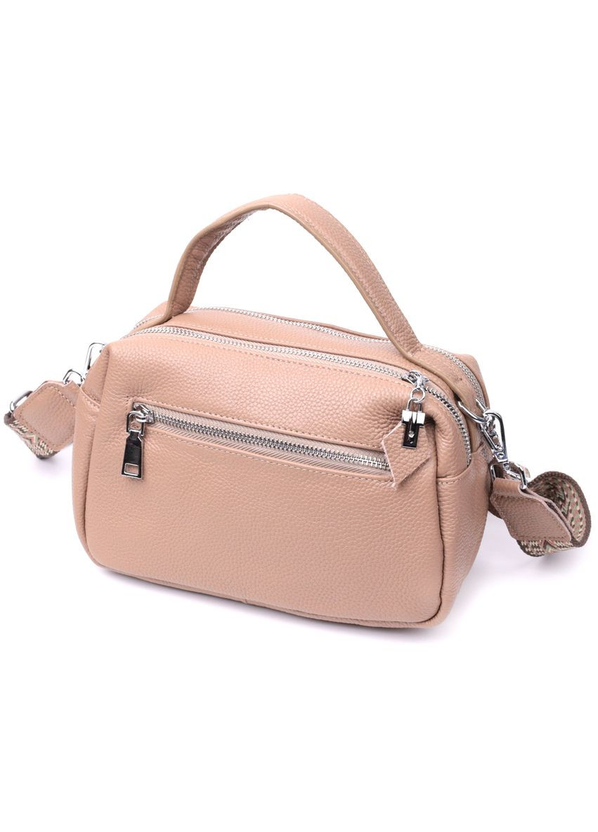 Сумка через плечо женская на два отделения кожаная 22345 Бежевая Vintage (302008802)