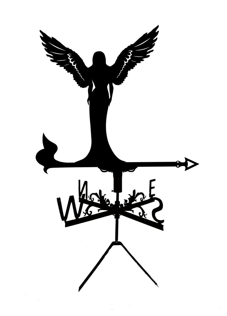 Флюгер на дом Ангел, флюгер на крышу из металла 3 мм. No Brand (368896649)