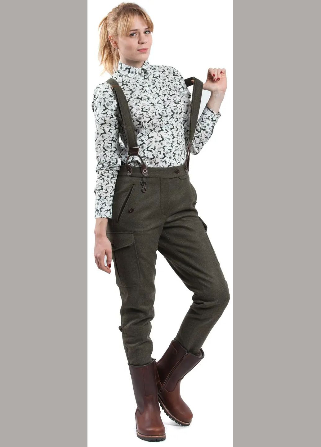 Зеленые демисезонные брюки No Brand